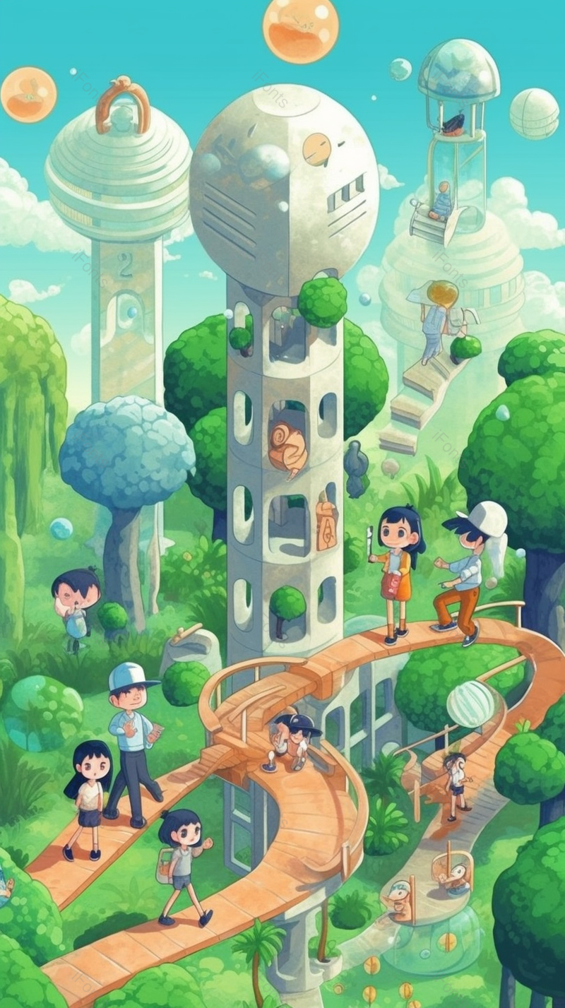 绿色草地儿童节六一童真游乐园公园滑梯儿童嬉戏小清新插画,插画/手绘图,插画/手绘图库,插画/手绘图下载,插画/手绘